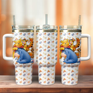 Cute Cartoon Character Insulated Tumbler With Handle & Straw - 40oz