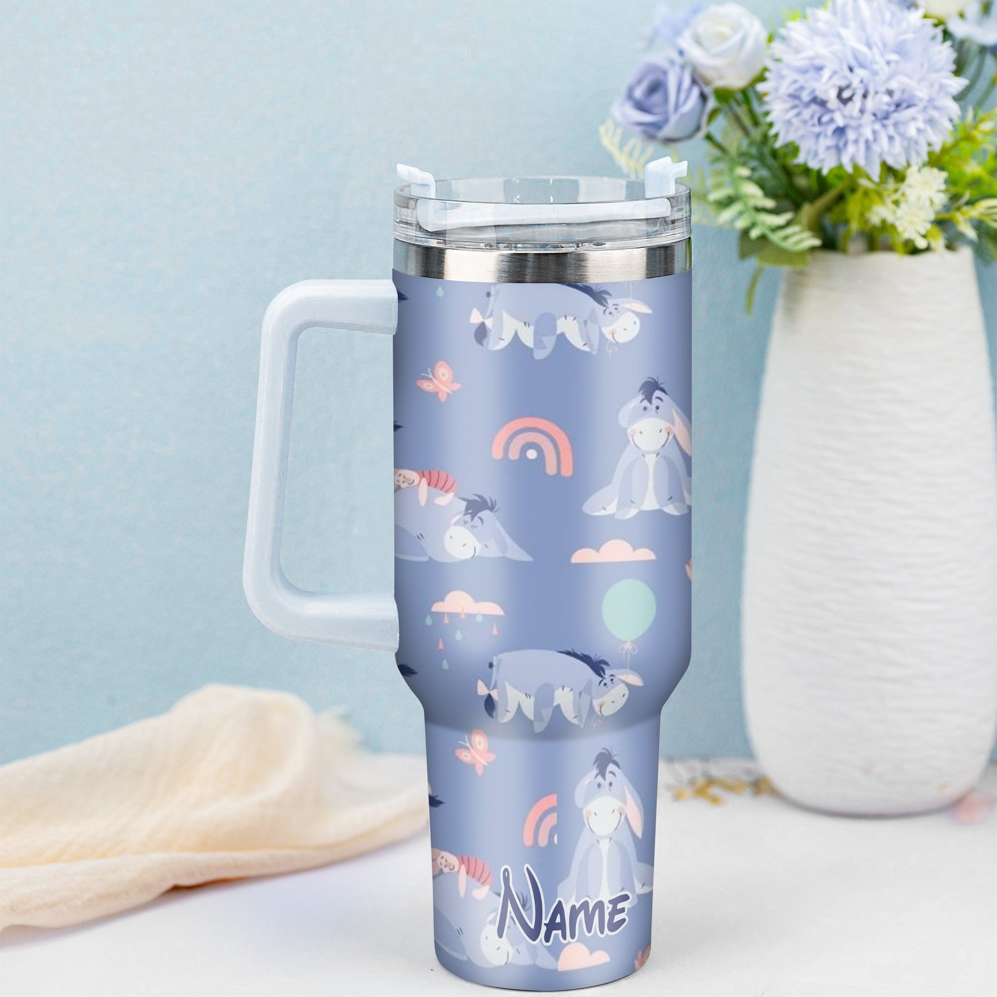 Personalized Cute Donkey Tumbler with Straw - Fun & Whimsical Drinkware Gift - Image 2