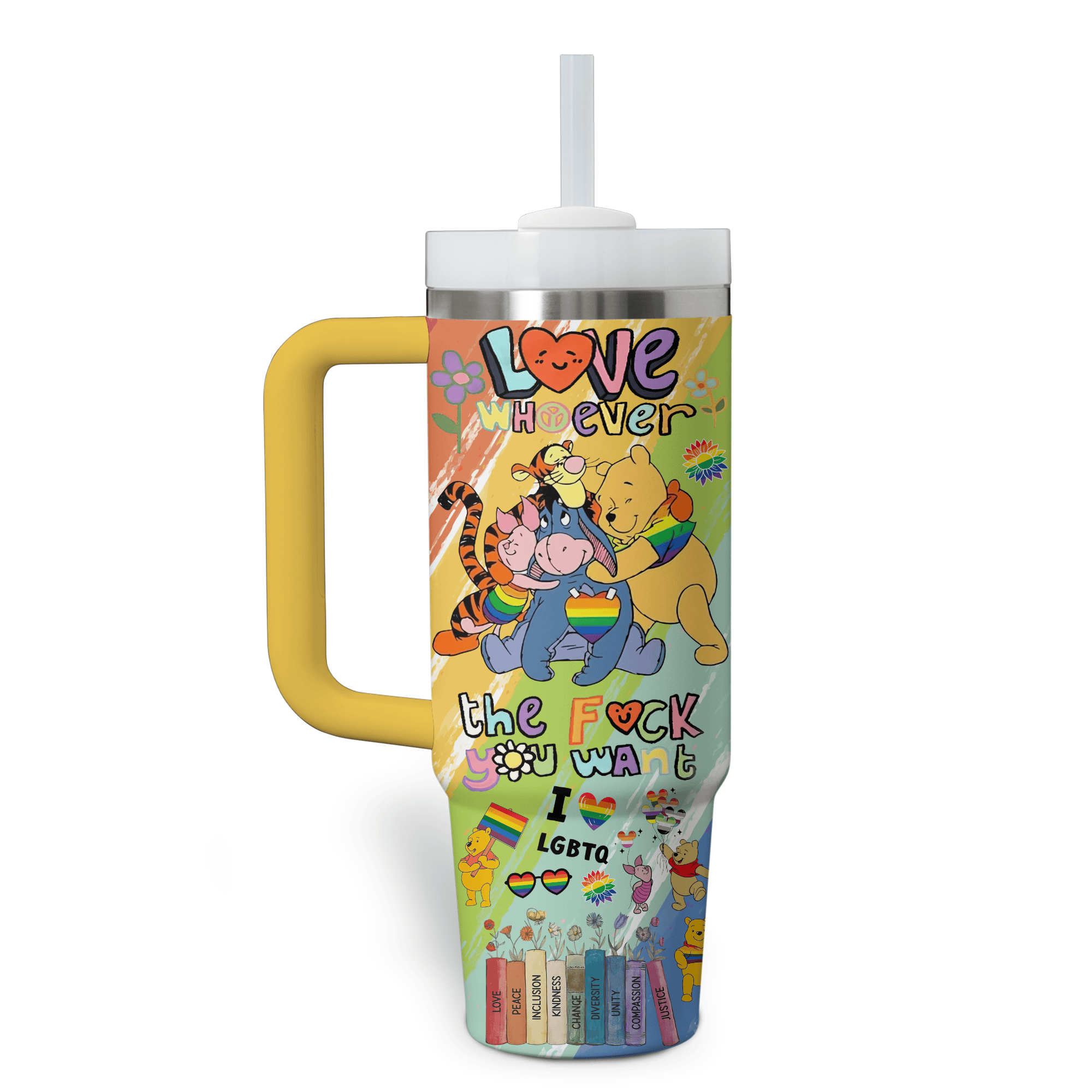 Colorful Pride Themed Tumbler with Straw - Celebrate Love and Inclusivity - Image 2