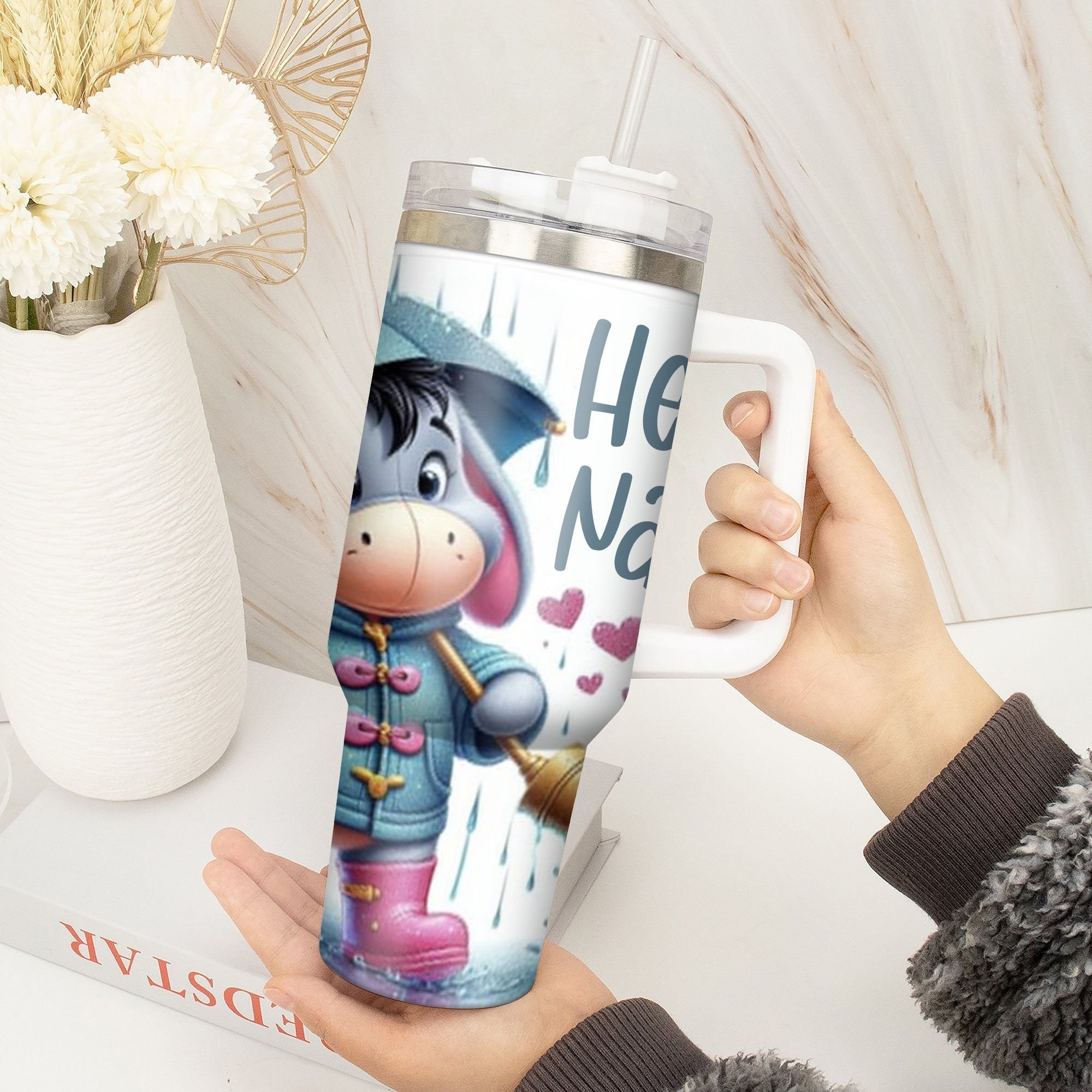 Customizable Cute Donkey Tumbler with Straw - Personalized Gift for Kids & Adults - Image 4