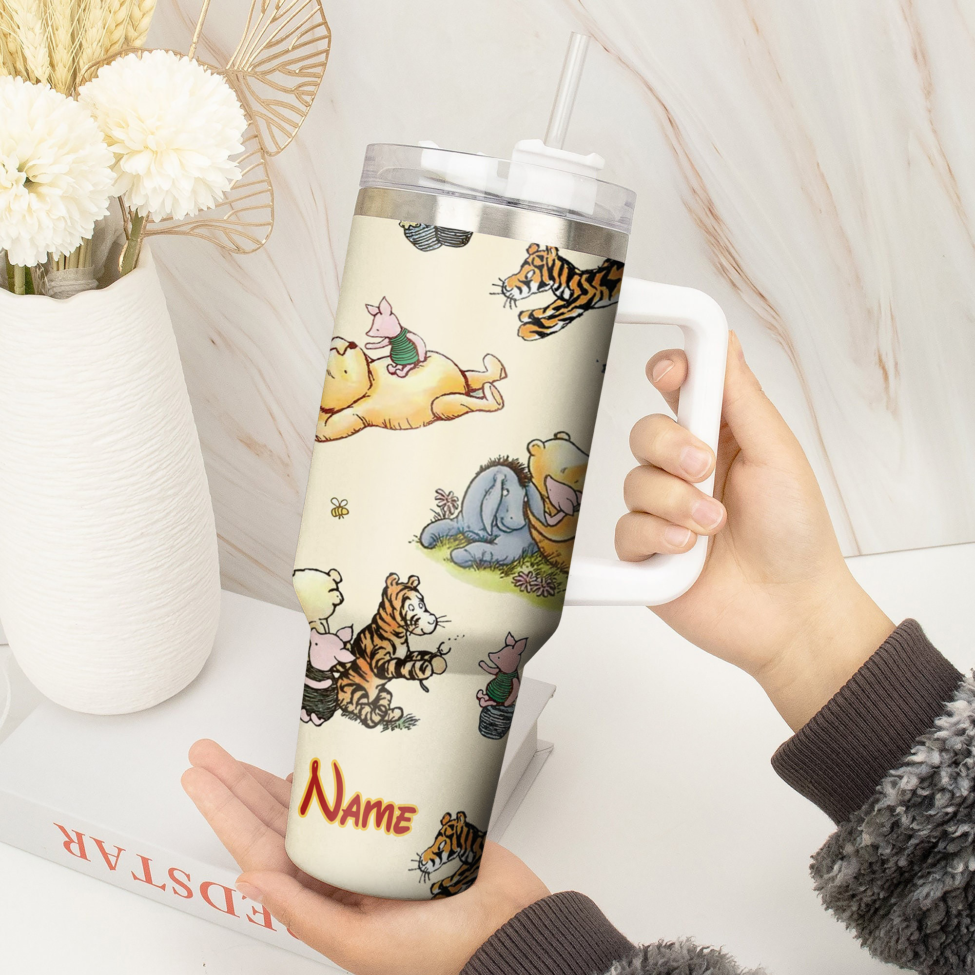 Personalized Cartoon Character Tumbler with Straw - Cute Custom Name Gift - Image 4