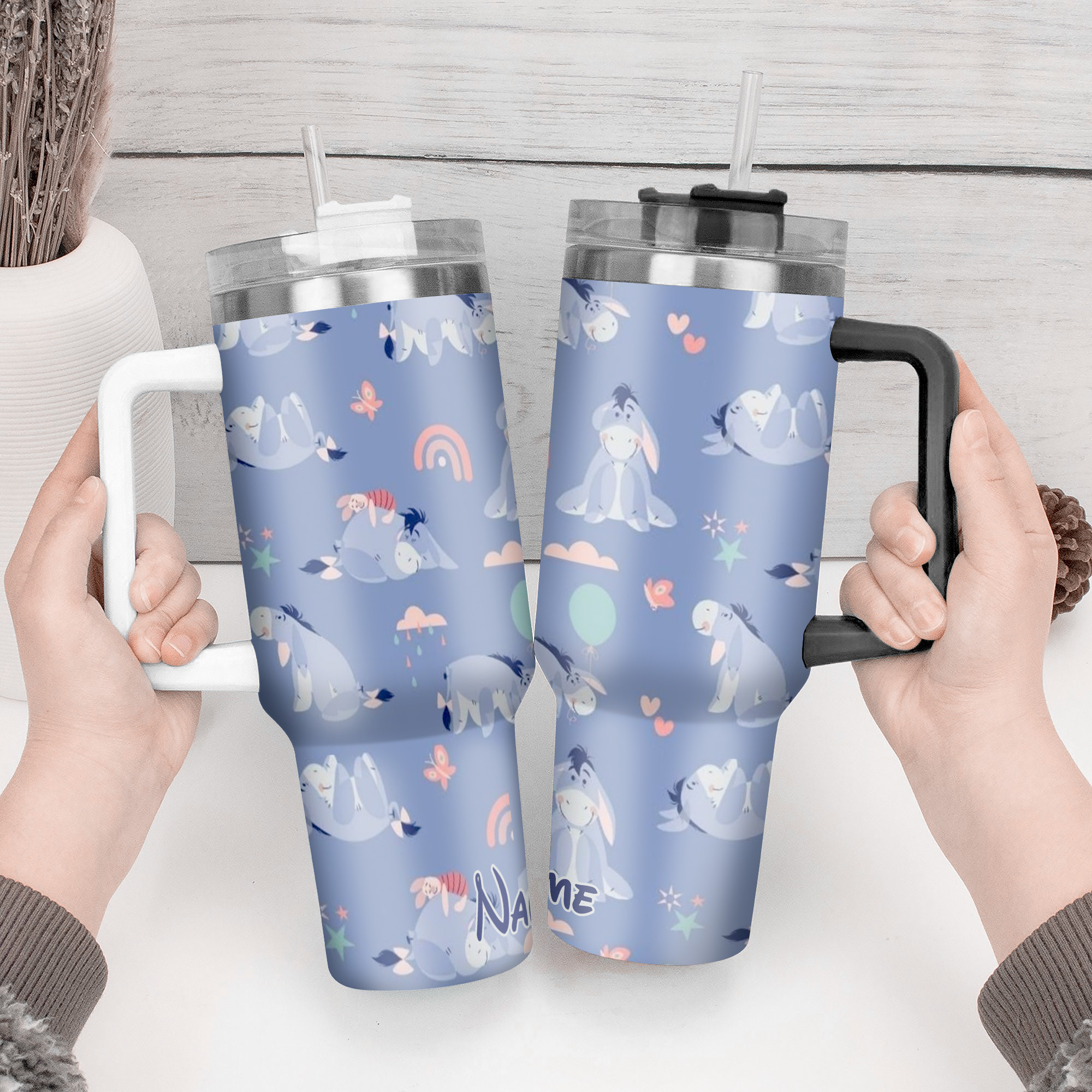 Personalized Cute Donkey Tumbler with Straw - Fun & Whimsical Drinkware Gift - Image 3