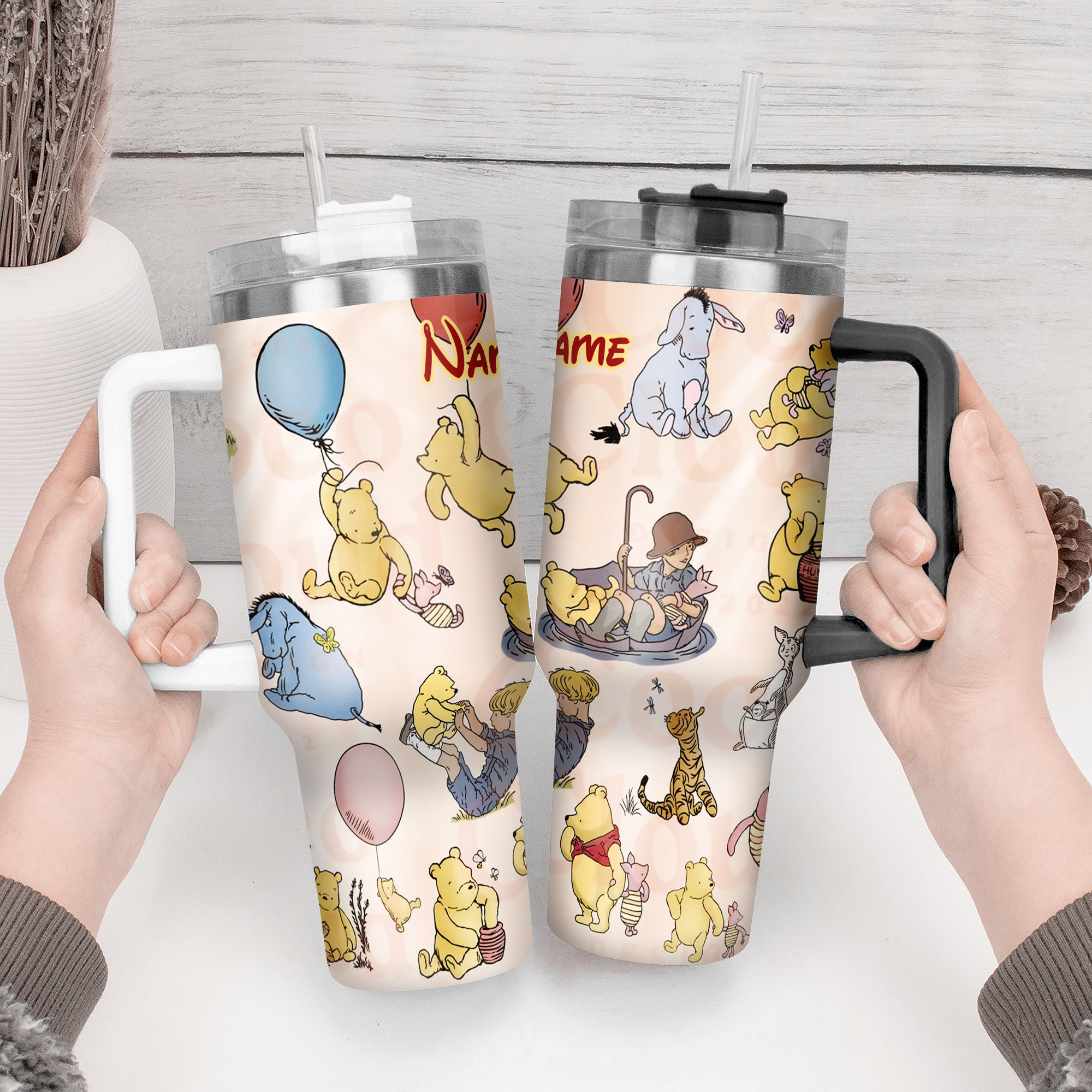 Personalized Cartoon Bear Tumbler with Straw - Cute & Durable Drinkware - Image 3