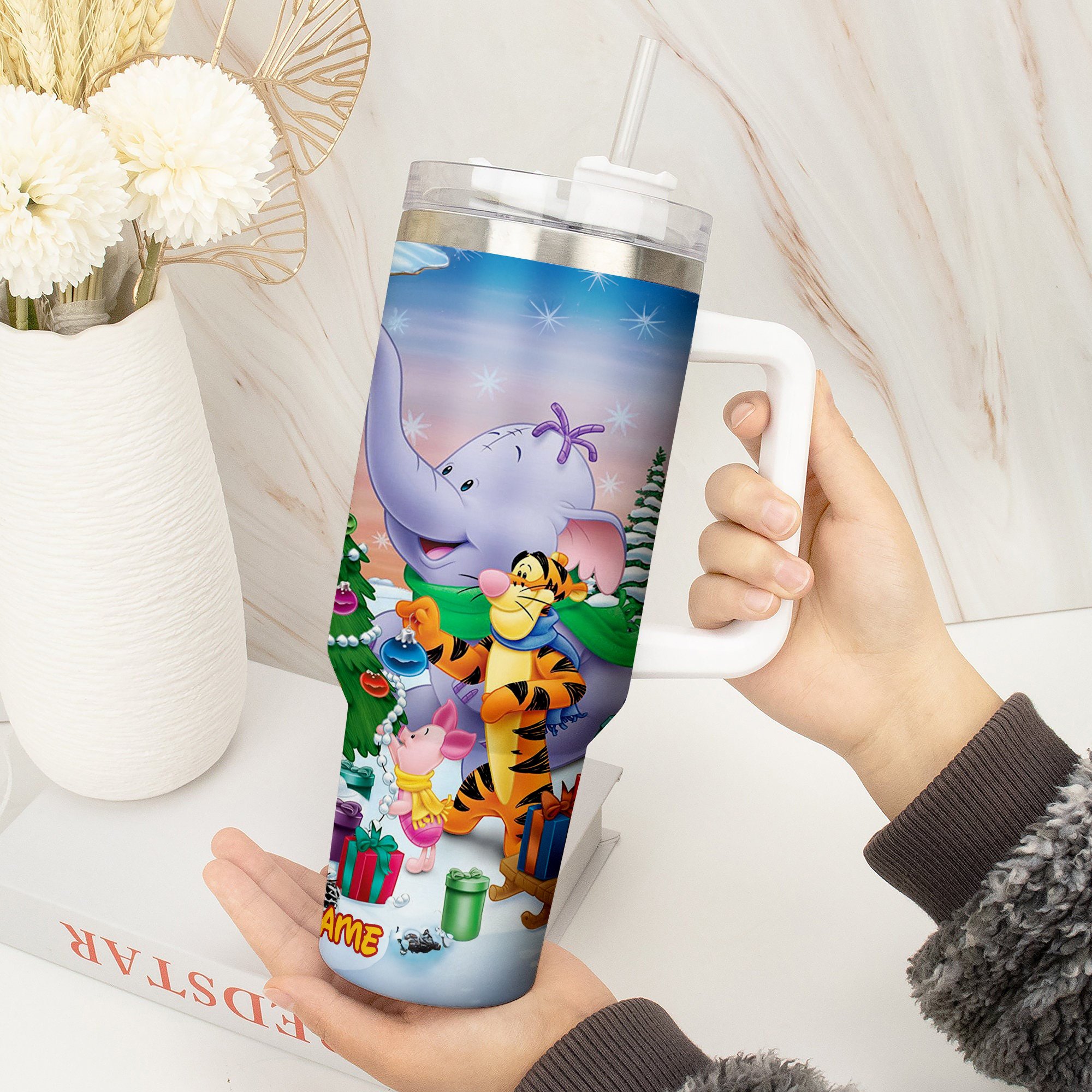 Personalized Christmas Disney Character Tumbler - Holiday Magic with Your Name - Image 2