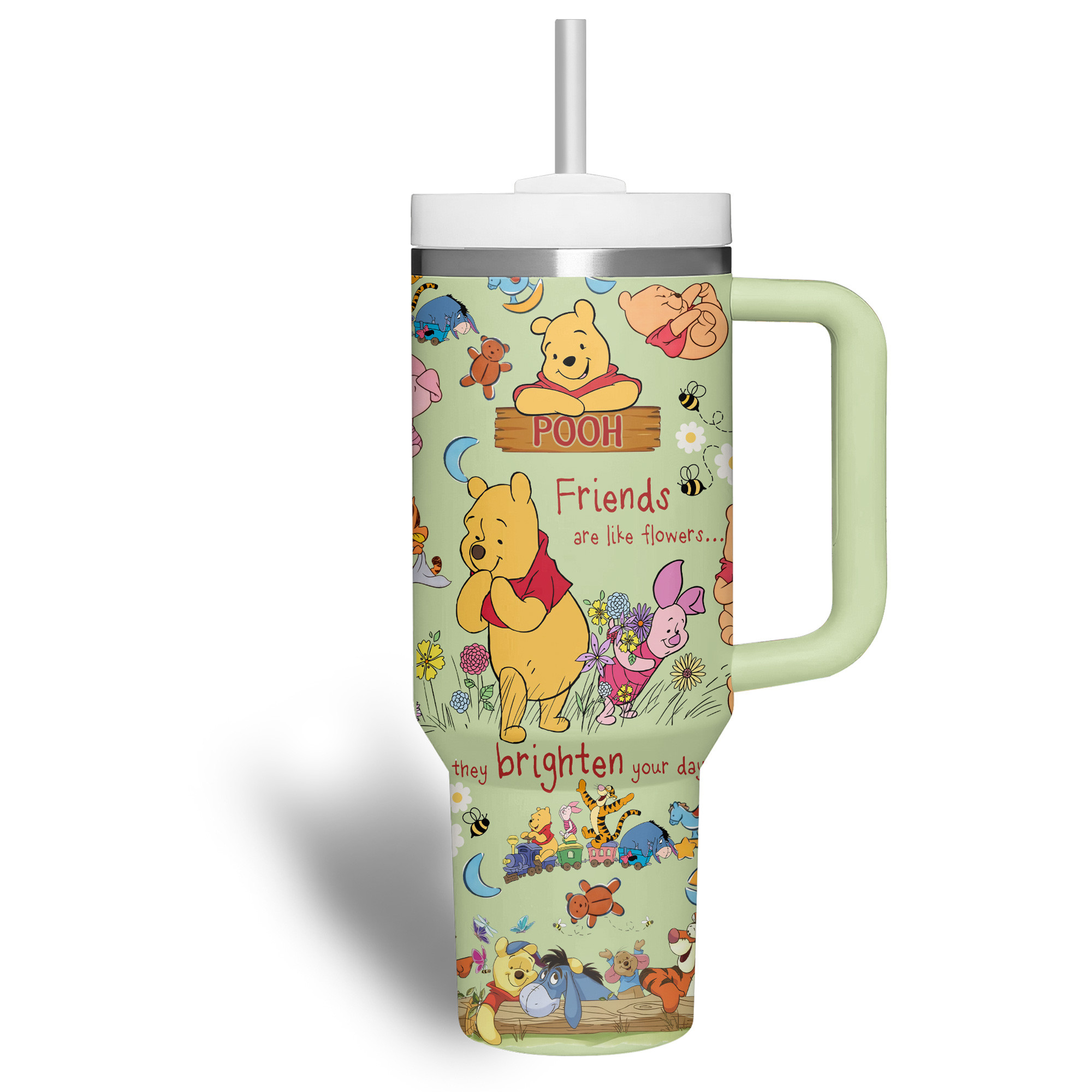 Custom Winnie the Pooh Insulated Tumbler with Straw - Personalized Gift Mug - Image 3