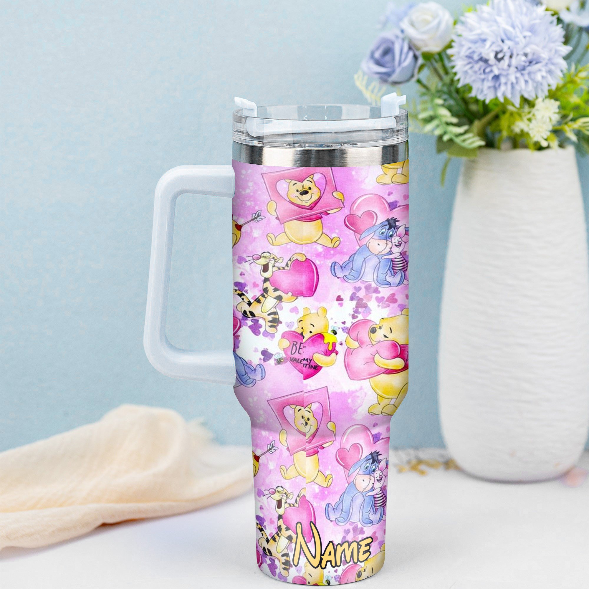 Cute Cartoon Character Personalized Tumbler - Valentine's Edition - Image 2
