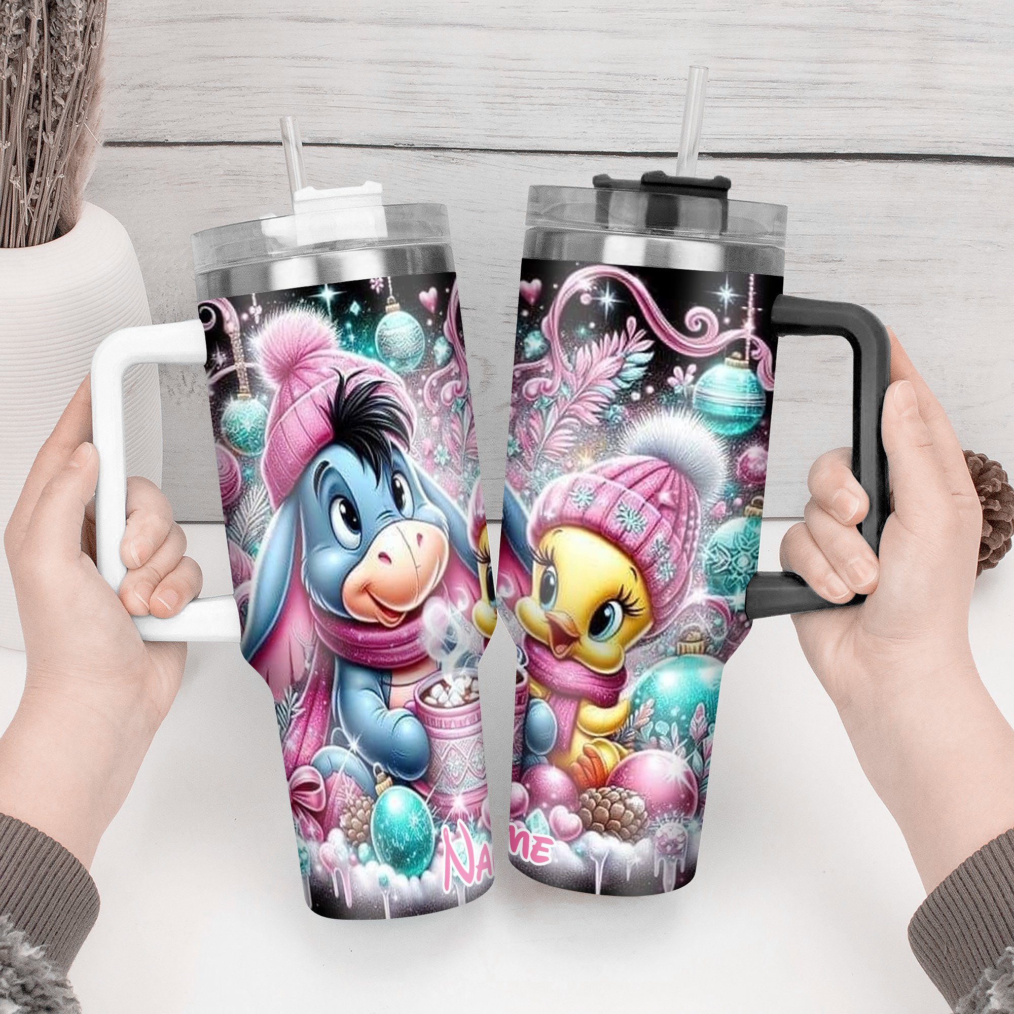 Personalized Holiday Magic Tumbler with Cute Characters - Image 4