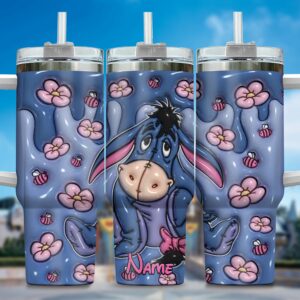 Cute Eeyore Floral Insulated Tumbler - Personalized Gift for Disney Fans