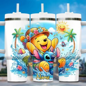 Personalized Tropical Adventure Tumbler with Cute Cartoon Design