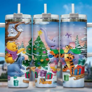 Personalized Christmas Disney Character Tumbler - Holiday Magic with Your Name