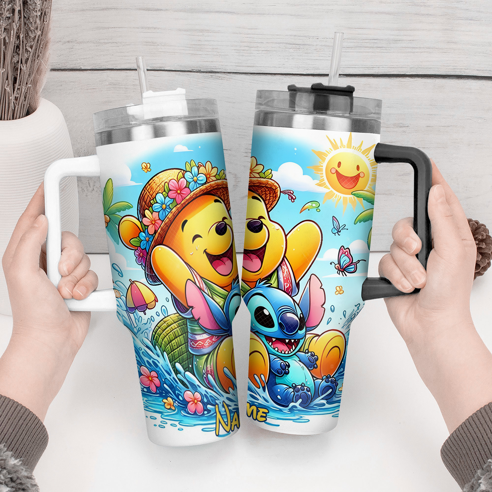 Personalized Tropical Adventure Tumbler with Cute Cartoon Design - Image 5
