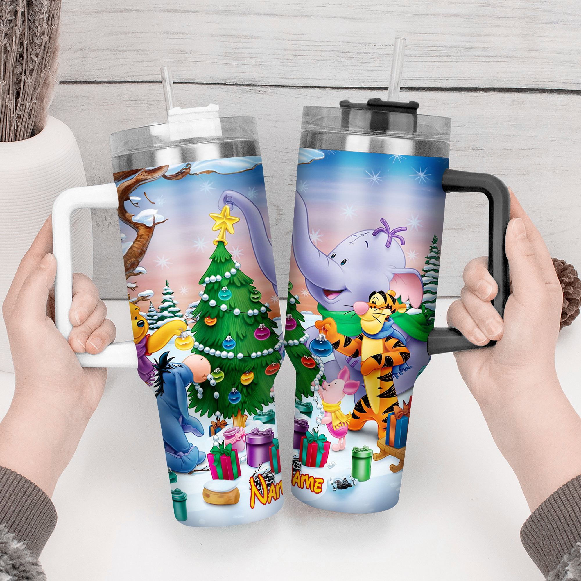 Personalized Christmas Disney Character Tumbler - Holiday Magic with Your Name - Image 4