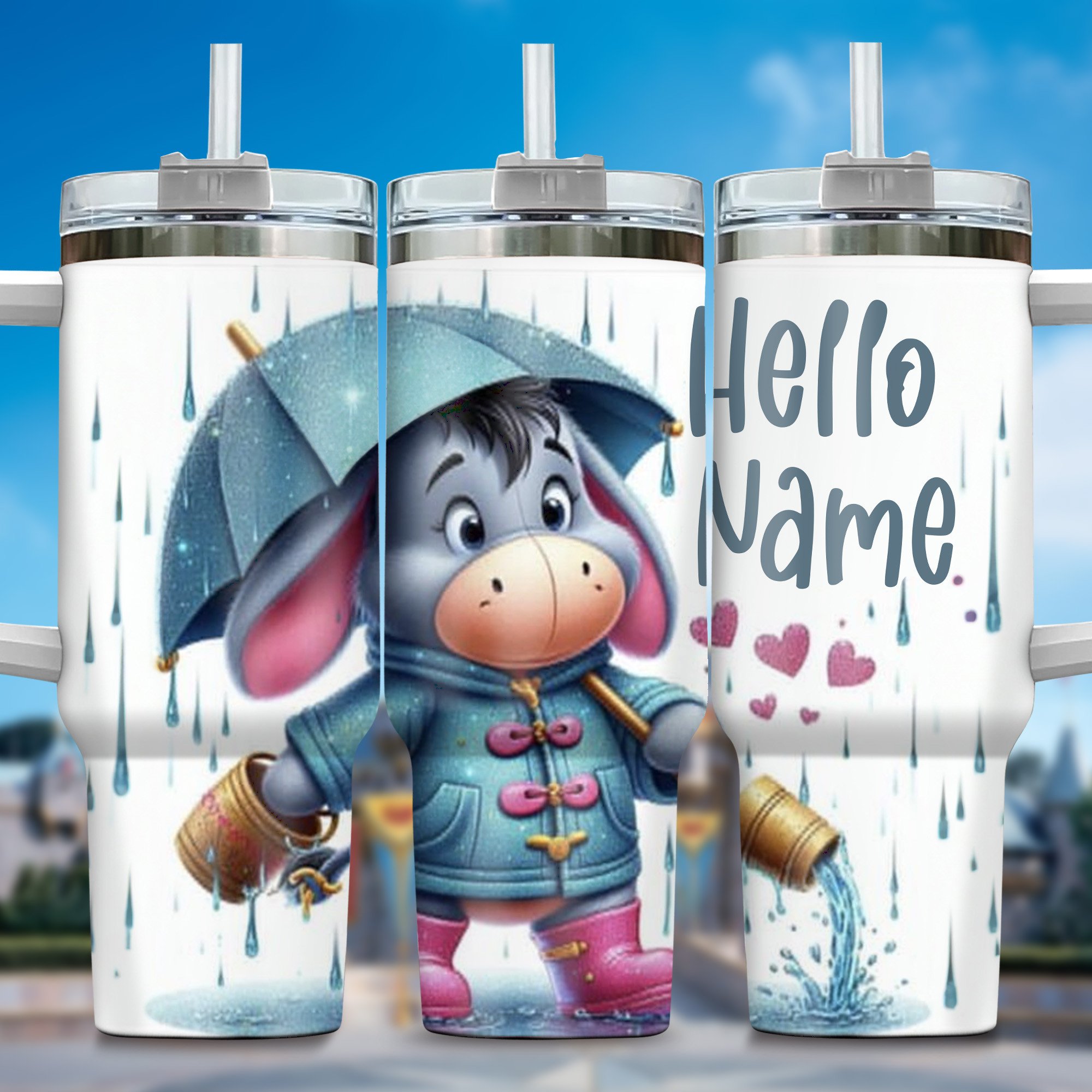 Customizable Cute Donkey Tumbler with Straw - Personalized Gift for Kids & Adults