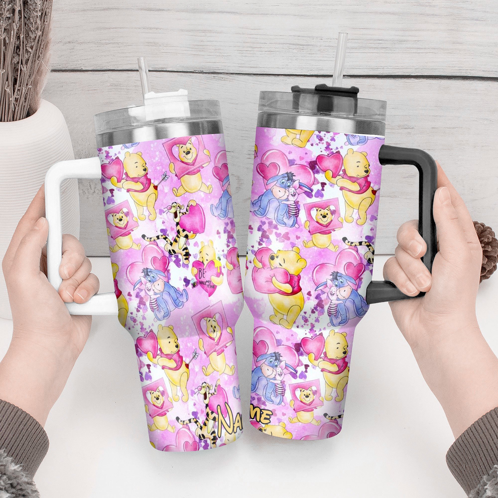 Cute Cartoon Character Personalized Tumbler - Valentine's Edition - Image 3