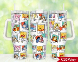 Cute Winnie the Pooh Character Tumbler with Handle - Perfect for Fans & Outdoor Adventures