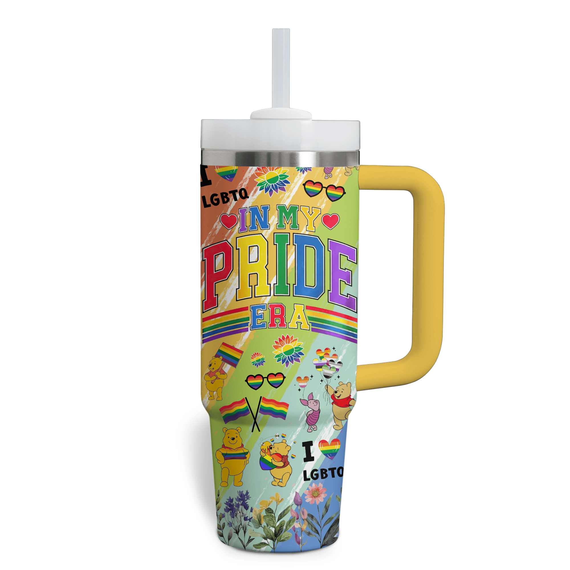 Colorful Pride Themed Tumbler with Straw - Celebrate Love and Inclusivity - Image 4
