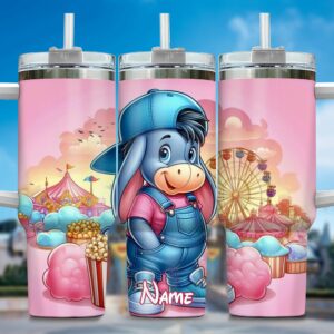 Cute Donkey Carnival Tumbler with Straw - Personalized Kids Drinkware Gift