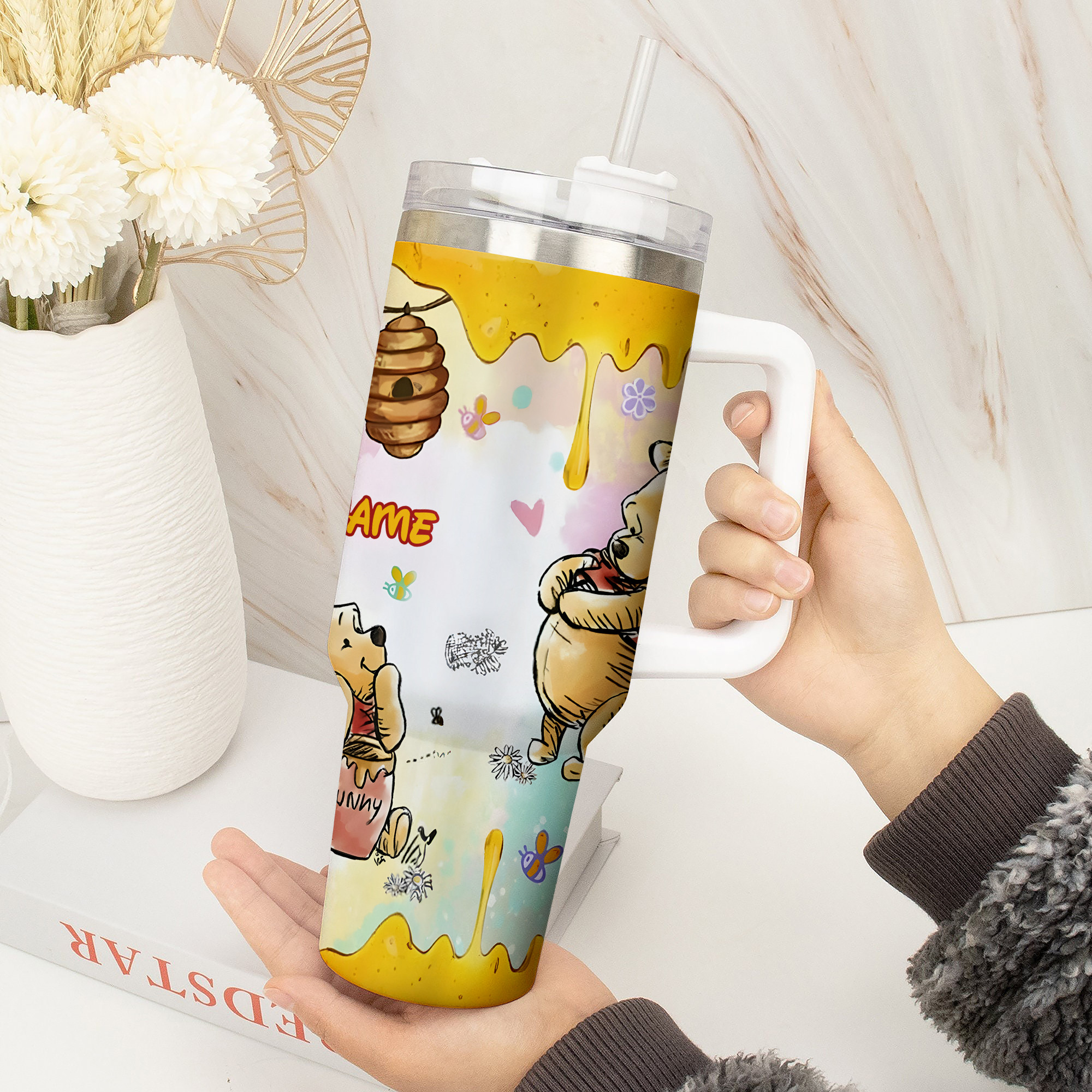 Customizable Honey Bear Tumbler with Straw - Cute & Fun Design for All Ages - Image 3