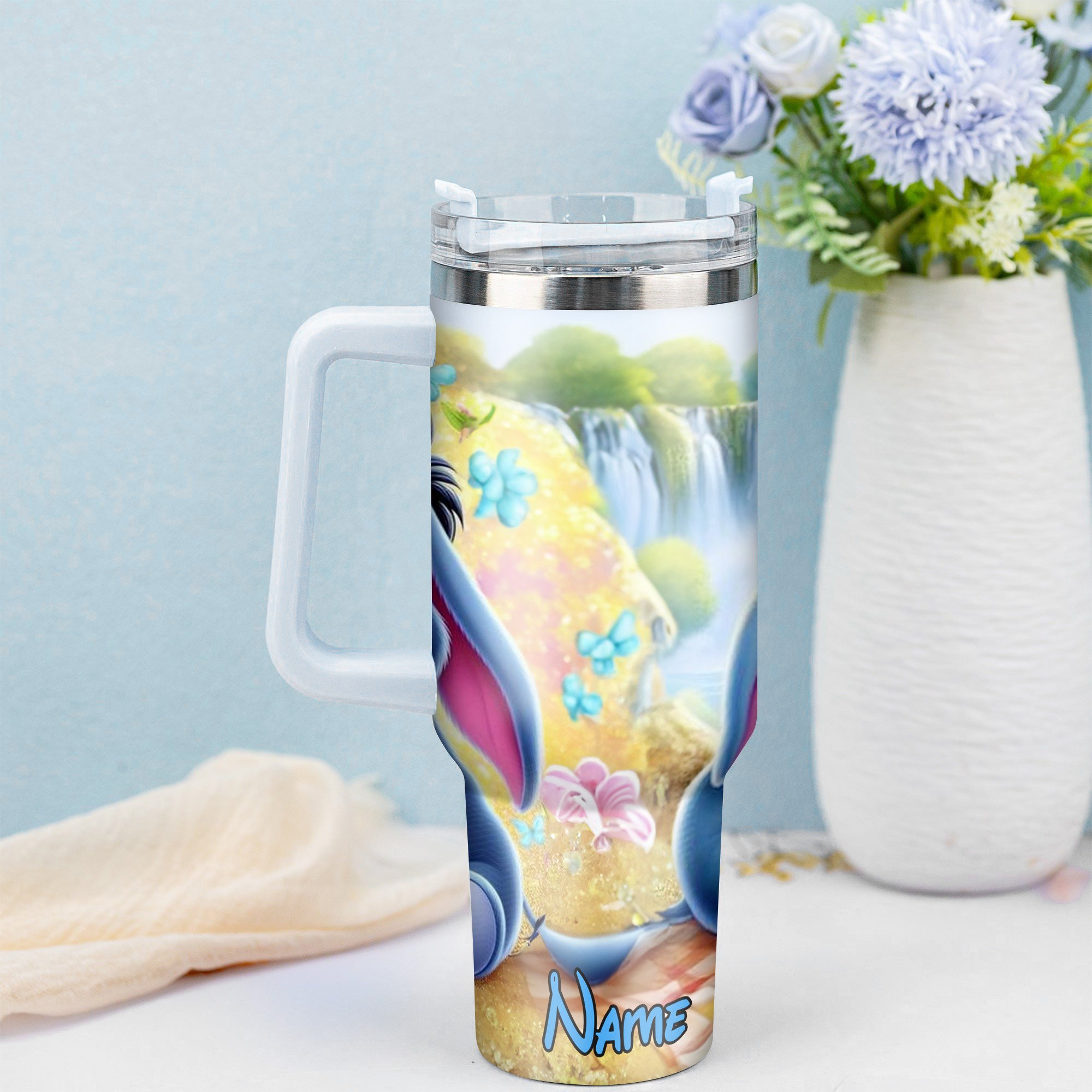 Personalized Cute Donkey Tumbler – Adorable Cartoon Design with Straw - Image 2