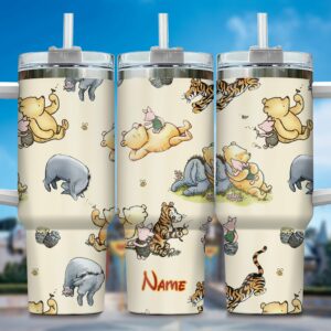Personalized Cartoon Character Tumbler with Straw - Cute Custom Name Gift