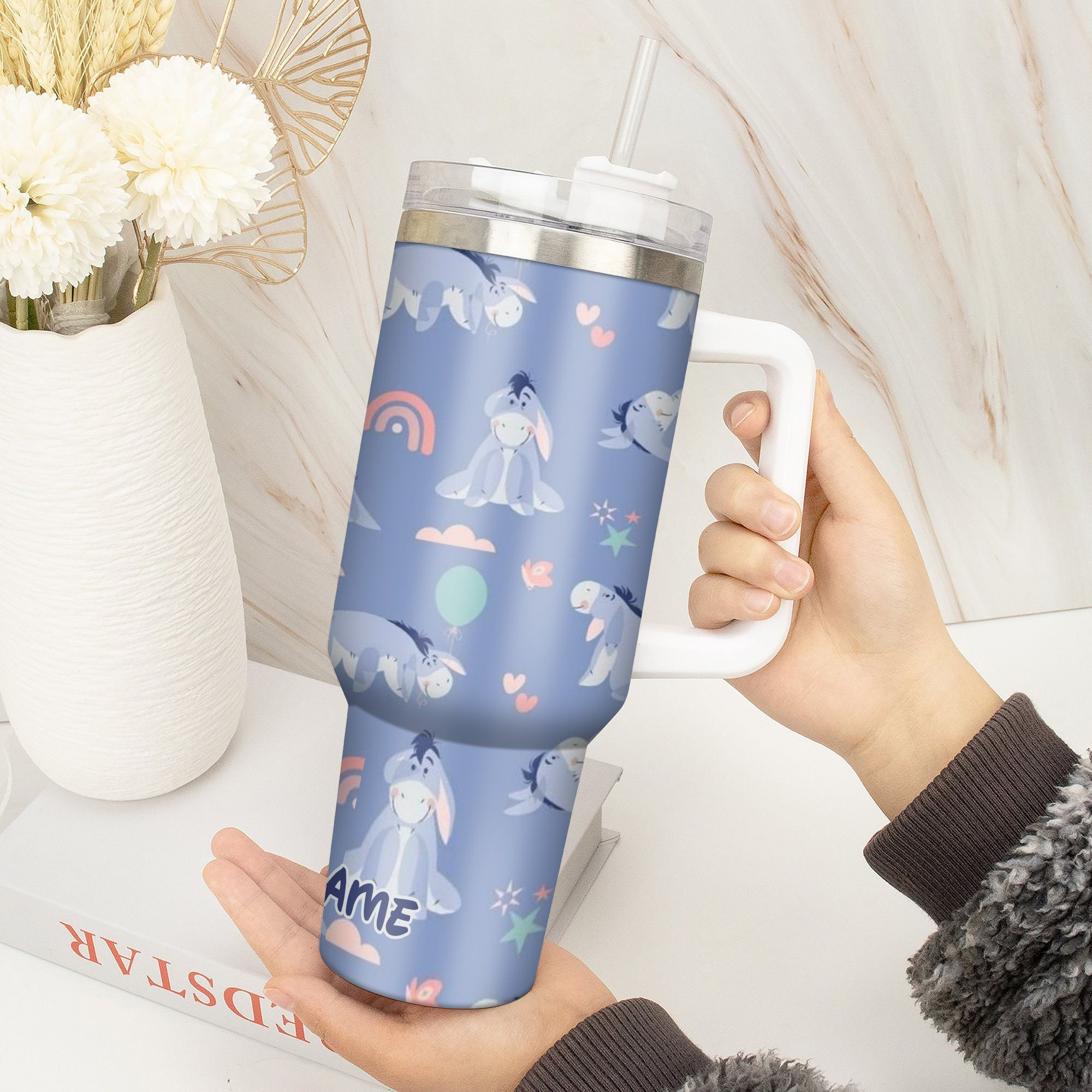 Personalized Cute Donkey Tumbler with Straw - Fun & Whimsical Drinkware Gift - Image 4