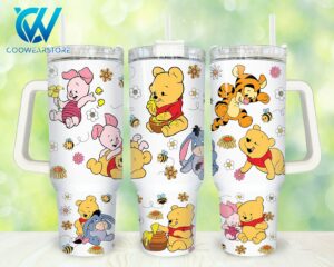 Charming Pooh & Friends Travel Mug - Insulated Tumbler with Handle
