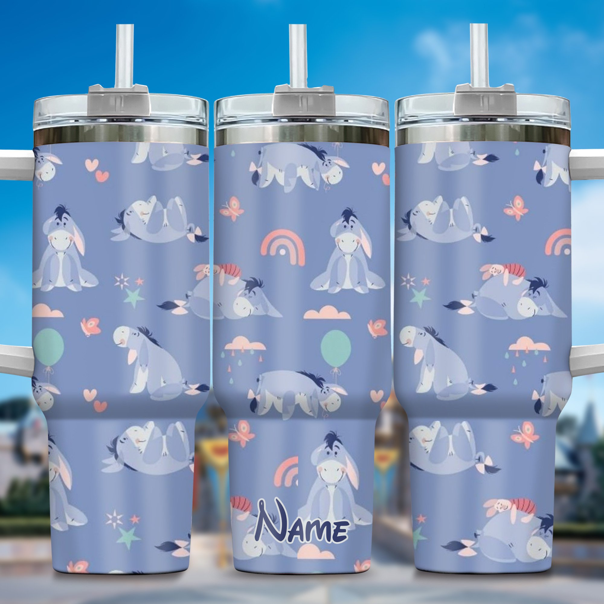 Personalized Cute Donkey Tumbler with Straw - Fun & Whimsical Drinkware Gift