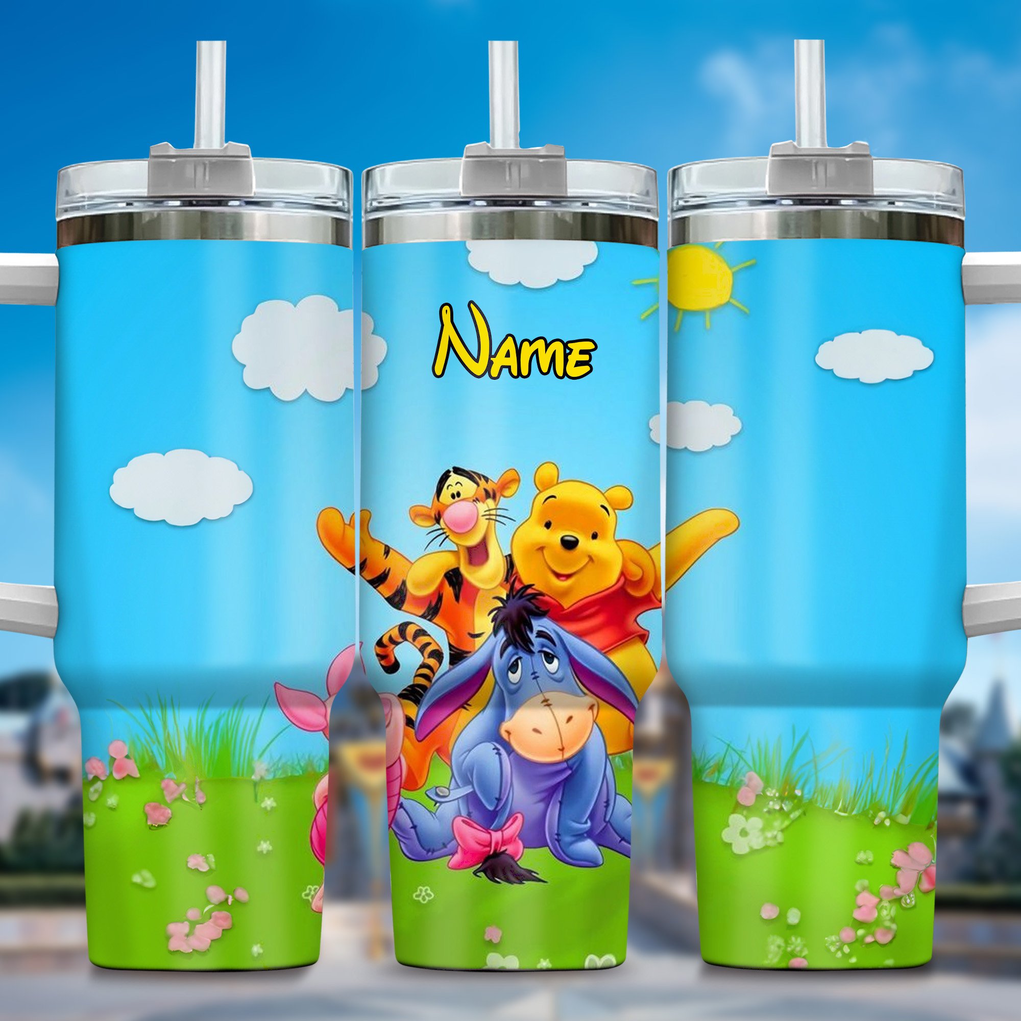 Personalized Cartoon Character Tumbler - Custom Name Insulated Cup