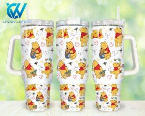 Cute Bear Design Stainless Steel Travel Tumbler with Handle - 40oz