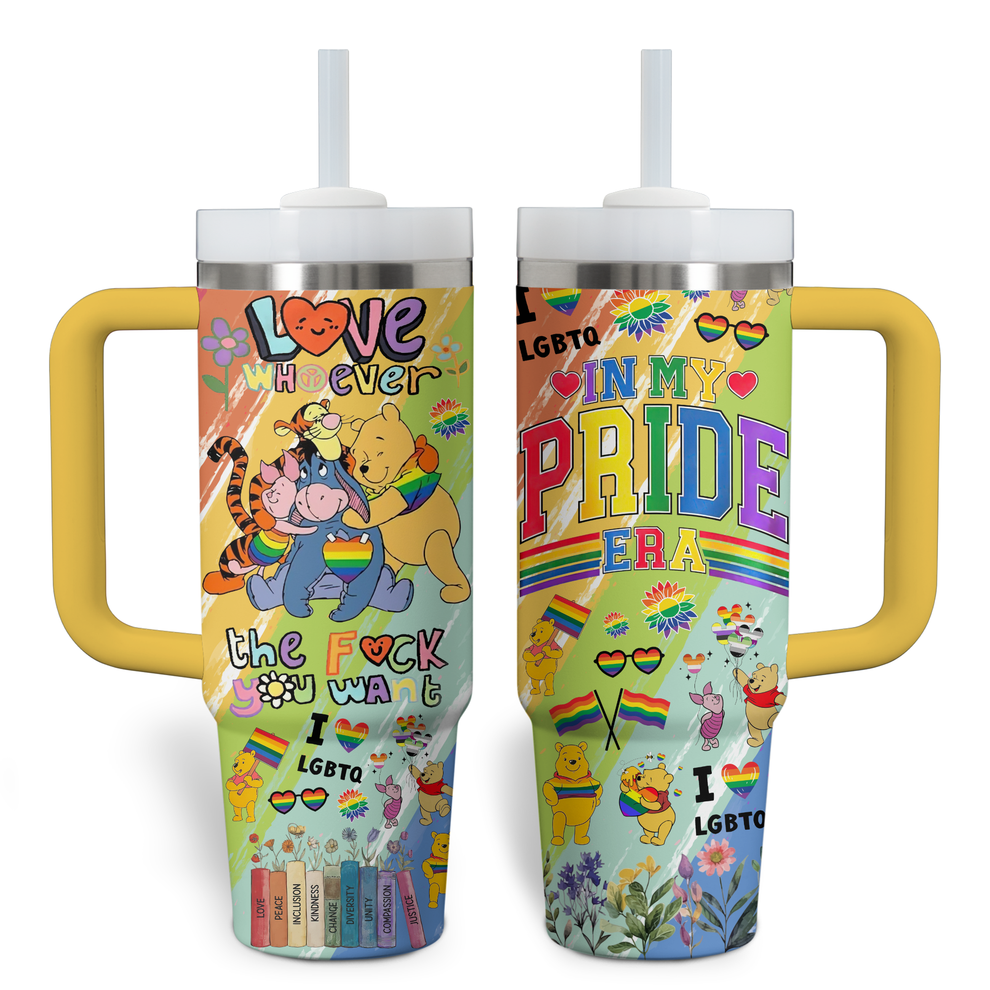 Colorful Pride Themed Tumbler with Straw - Celebrate Love and Inclusivity - Image 3