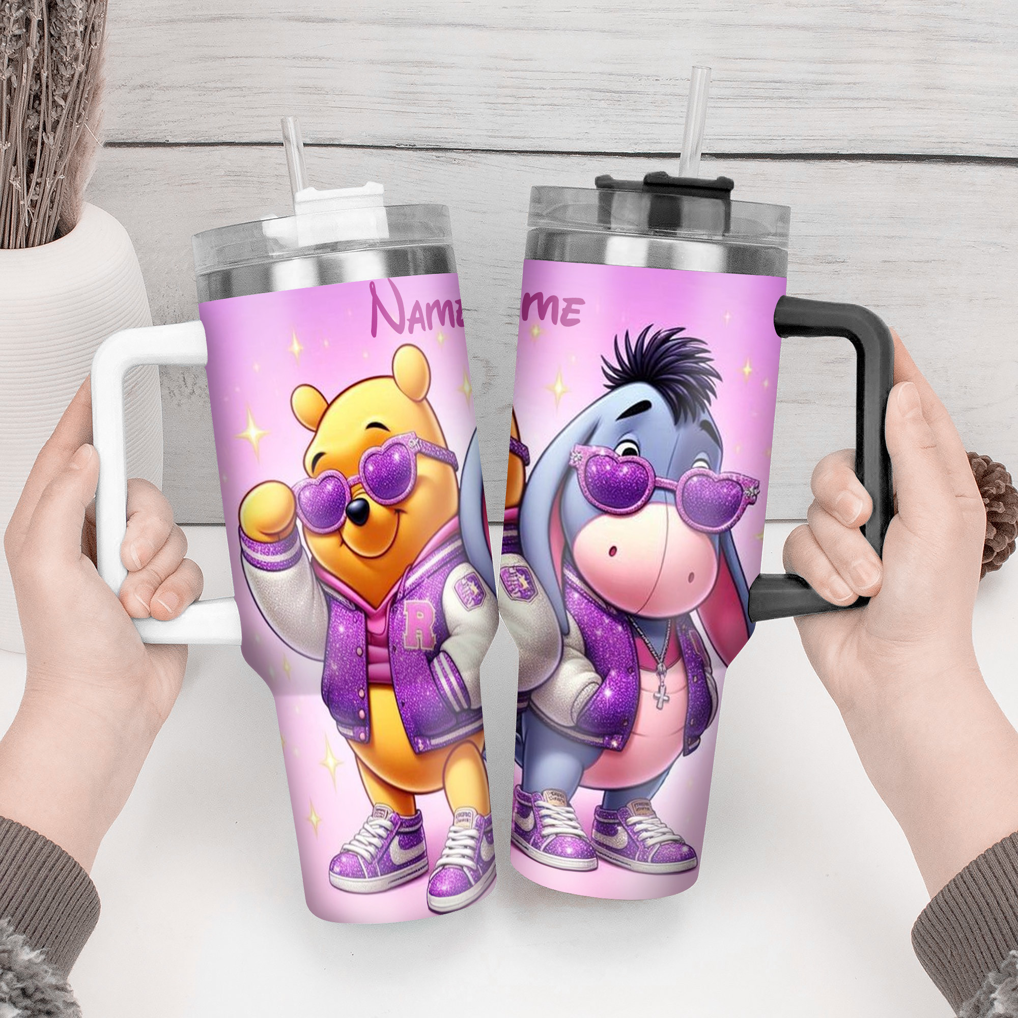 Cute Cartoon Character Tumbler with Straw - Personalized Design - Image 2