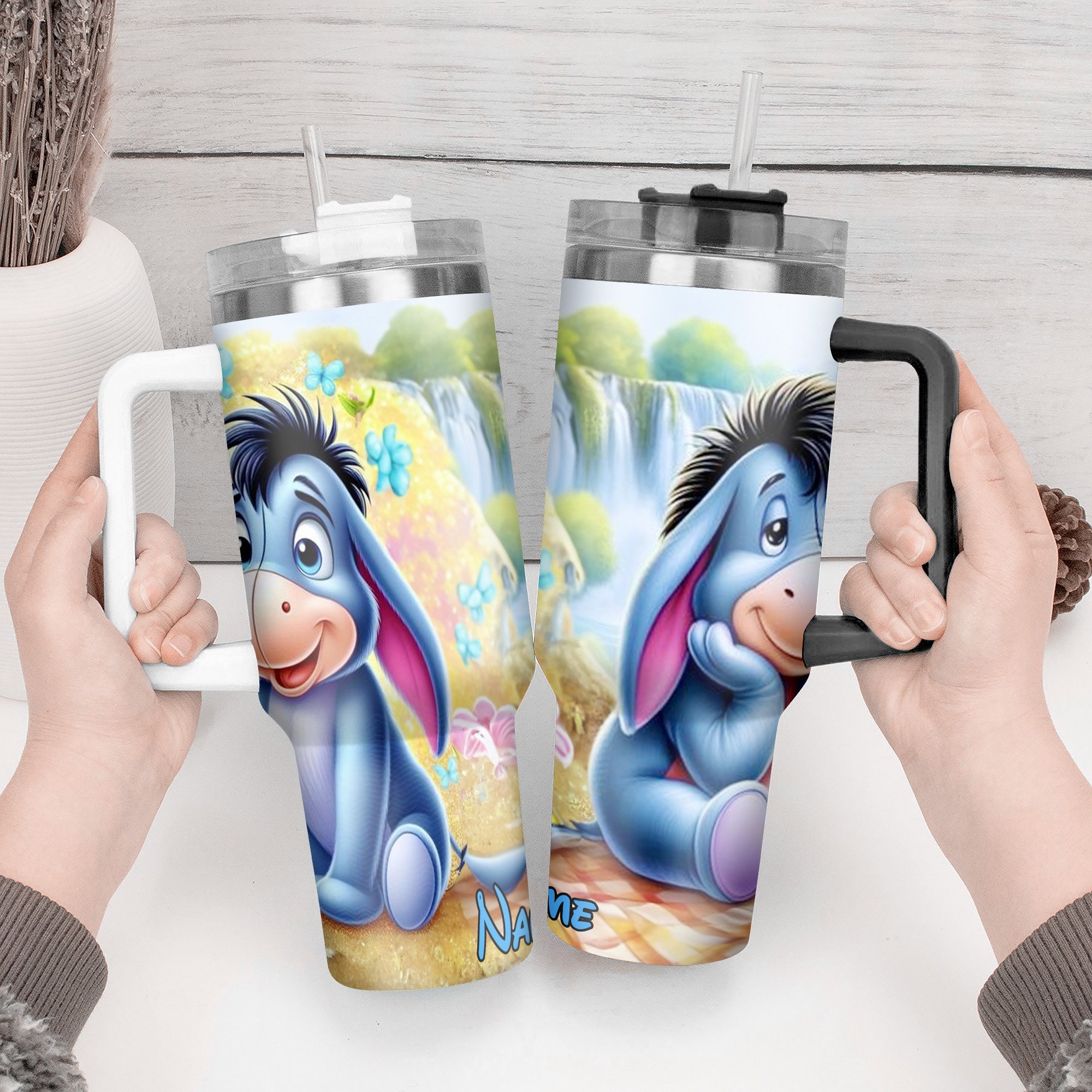 Personalized Cute Donkey Tumbler – Adorable Cartoon Design with Straw - Image 4