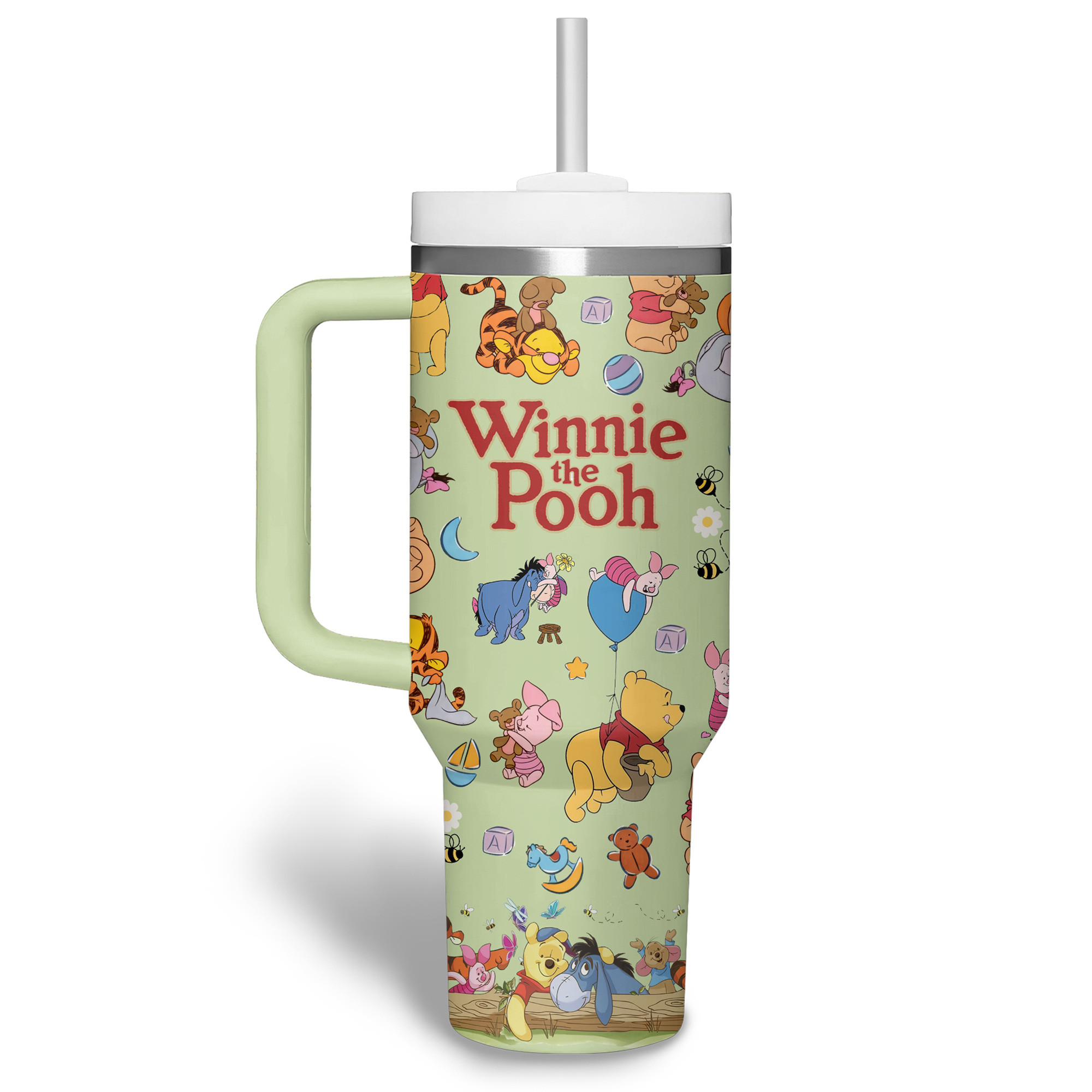 Custom Winnie the Pooh Insulated Tumbler with Straw - Personalized Gift Mug - Image 2