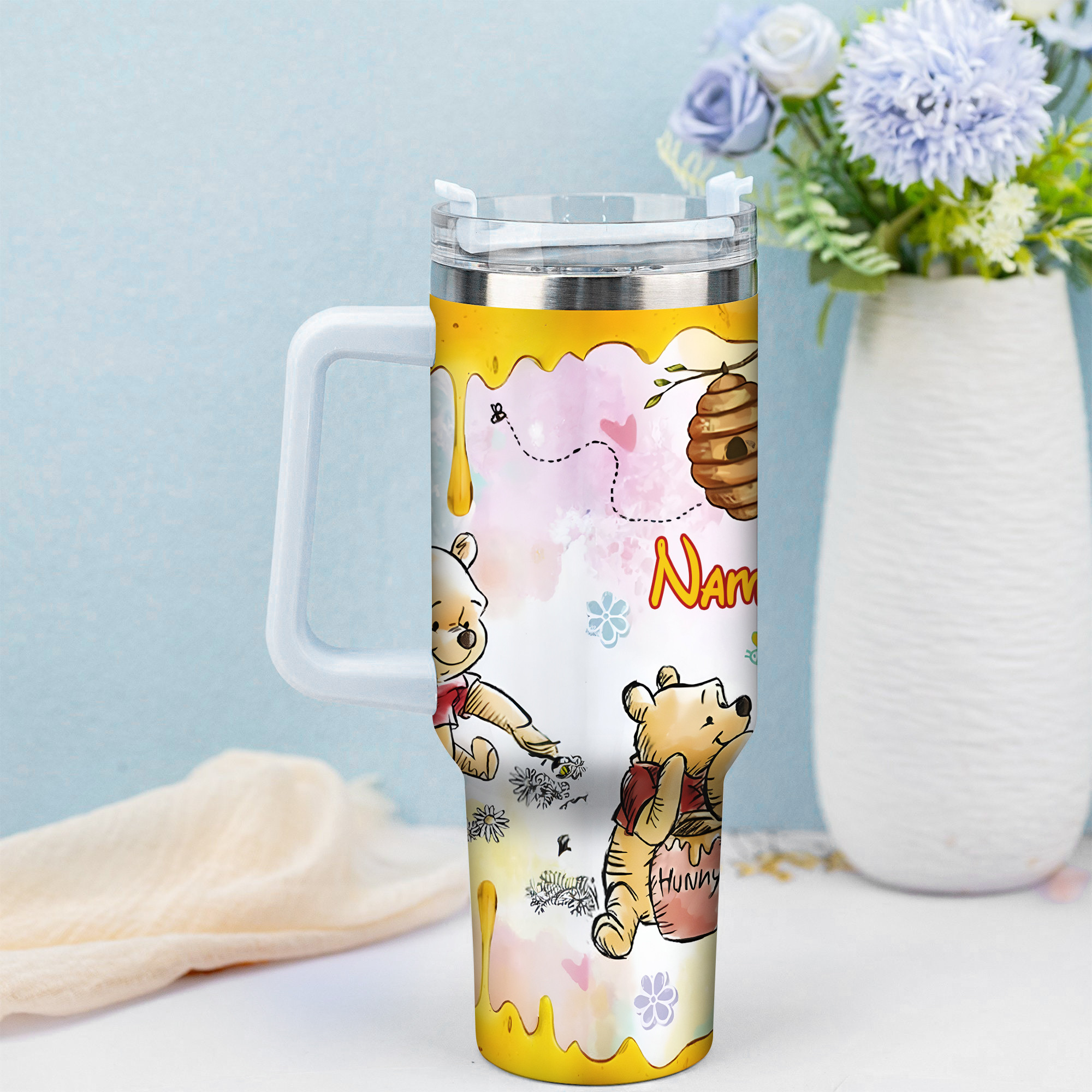 Customizable Honey Bear Tumbler with Straw - Cute & Fun Design for All Ages - Image 4