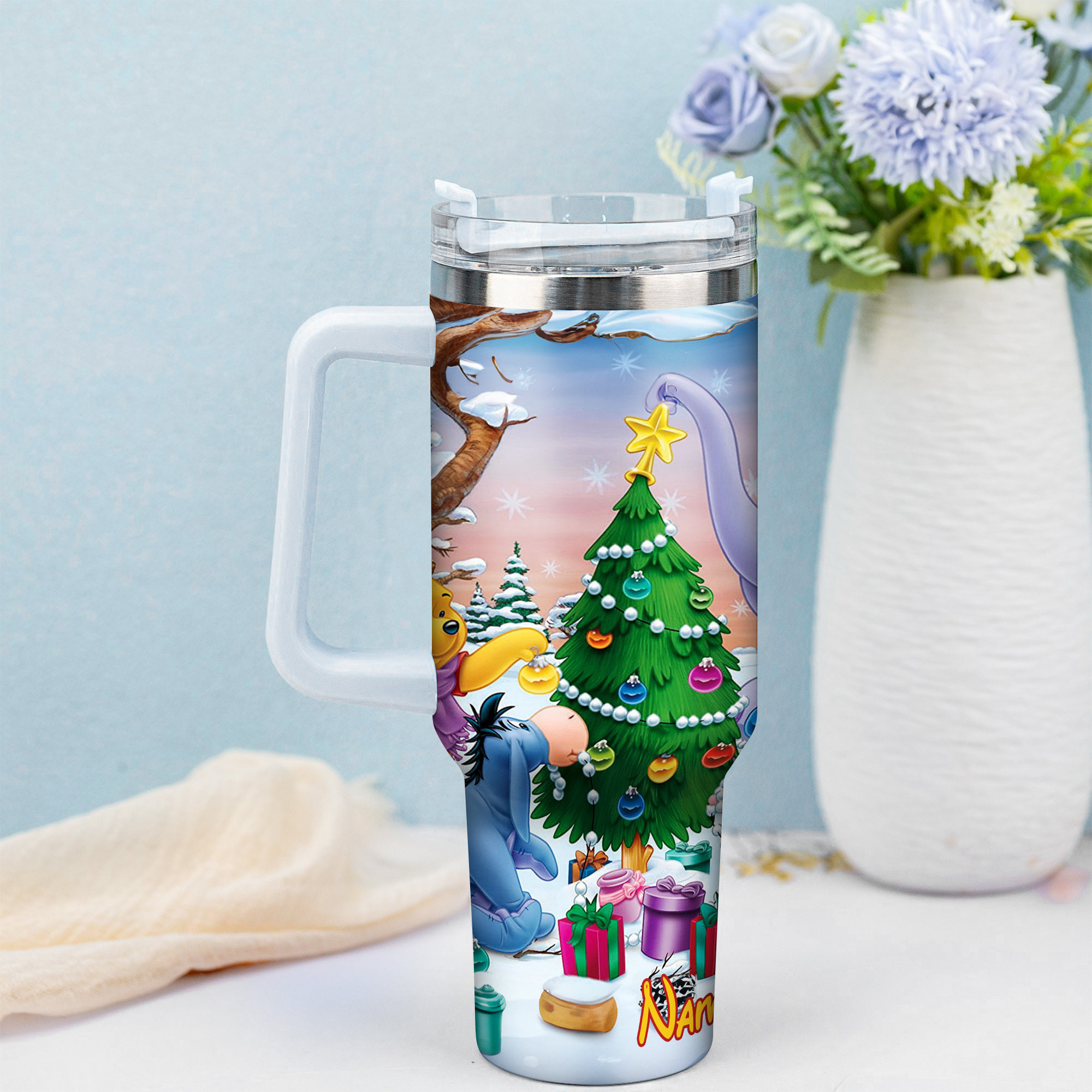Personalized Christmas Disney Character Tumbler - Holiday Magic with Your Name - Image 3