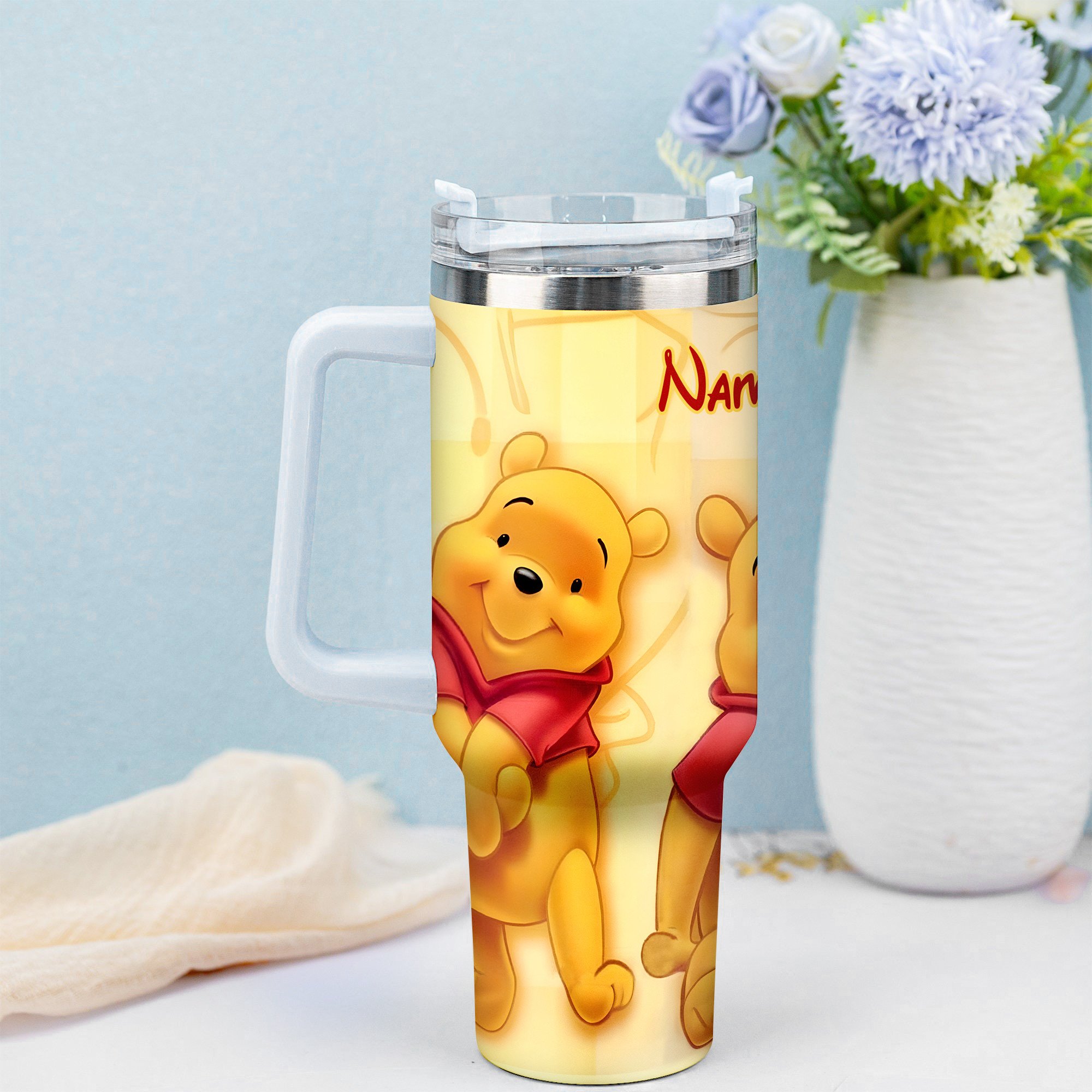 Personalized Winnie the Pooh Tumbler with Straw - Fun & Durable Drinkware - Image 2