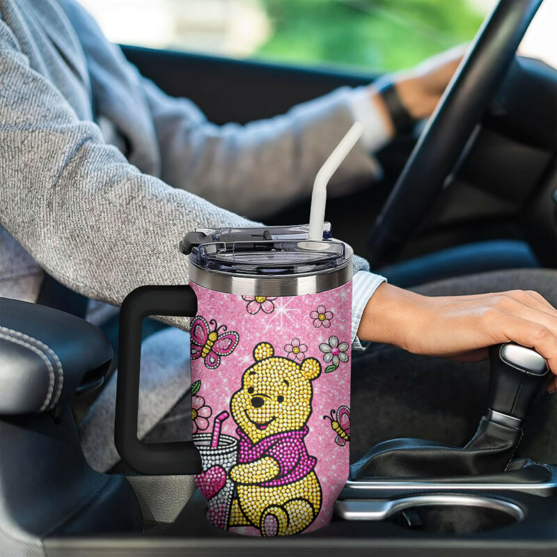 Winnie The Pooh Cartoon Valentine Custom Stanley Quencher 40oz Stainless Steel Tumbler With Handle - Threewoofs - Image 5