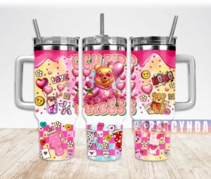 Cute Cupid Vibes Tumbler with Straw - Perfect Gift for Valentine's Day