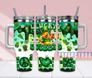 Lucky Vibes Green Tumbler with Straw – St. Patrick's Day Design