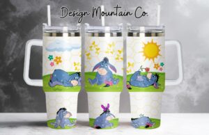 Cute Eeyore Insulated Tumbler with Straw - Fun Cartoon Design for Kids & Adults