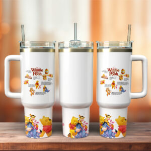 Disney Winnie the Pooh Insulated Tumbler with Straw & Handle - Cute & Durable