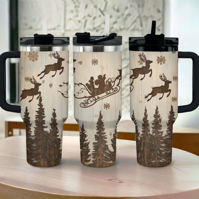 Winter Sleigh Ride Christmas Custom Stanley Quencher 40oz Stainless Steel Tumbler With Handle - Threewoofs - Image 3