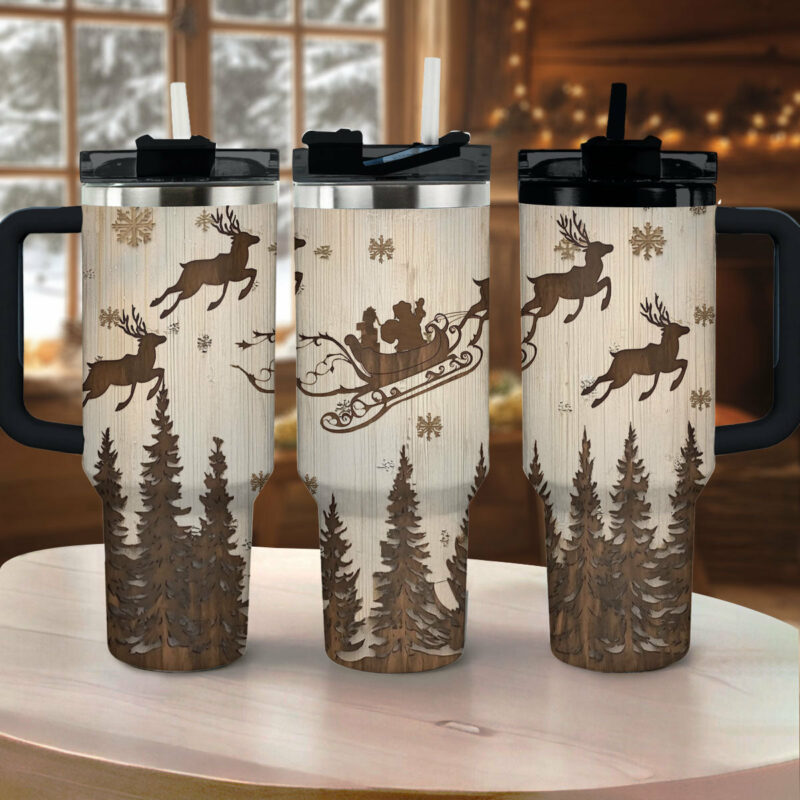 Winter Sleigh Ride Christmas Custom Stanley Quencher 40oz Stainless Steel Tumbler With Handle - Threewoofs - Image 2