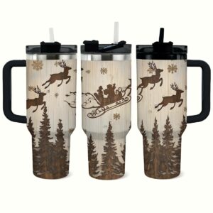 Winter Sleigh Ride Christmas Custom Stanley Quencher 40oz Stainless Steel Tumbler With Handle - Threewoofs