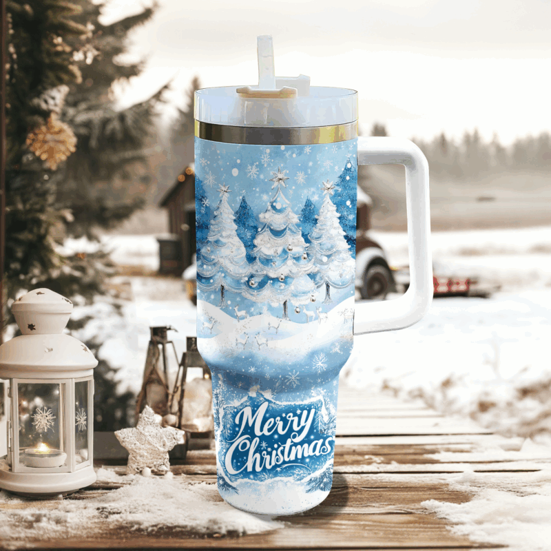 Winter Wonderland Christmas Custom Stanley Quencher 40oz Stainless Steel Tumbler With Handle - Threewoofs - Image 3