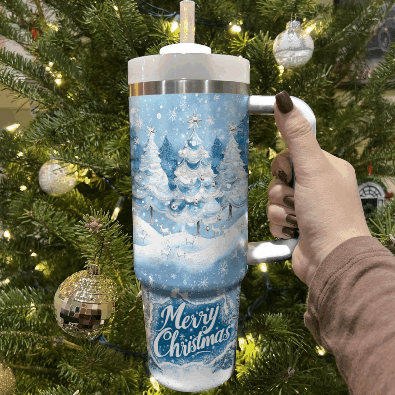 Winter Wonderland Christmas Custom Stanley Quencher 40oz Stainless Steel Tumbler With Handle - Threewoofs - Image 2