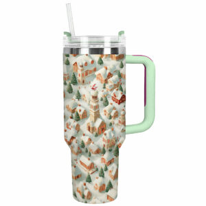 Winter Wonderland Village Christmas Custom Stanley Quencher 40oz Stainless Steel Tumbler With Handle - Threewoofs