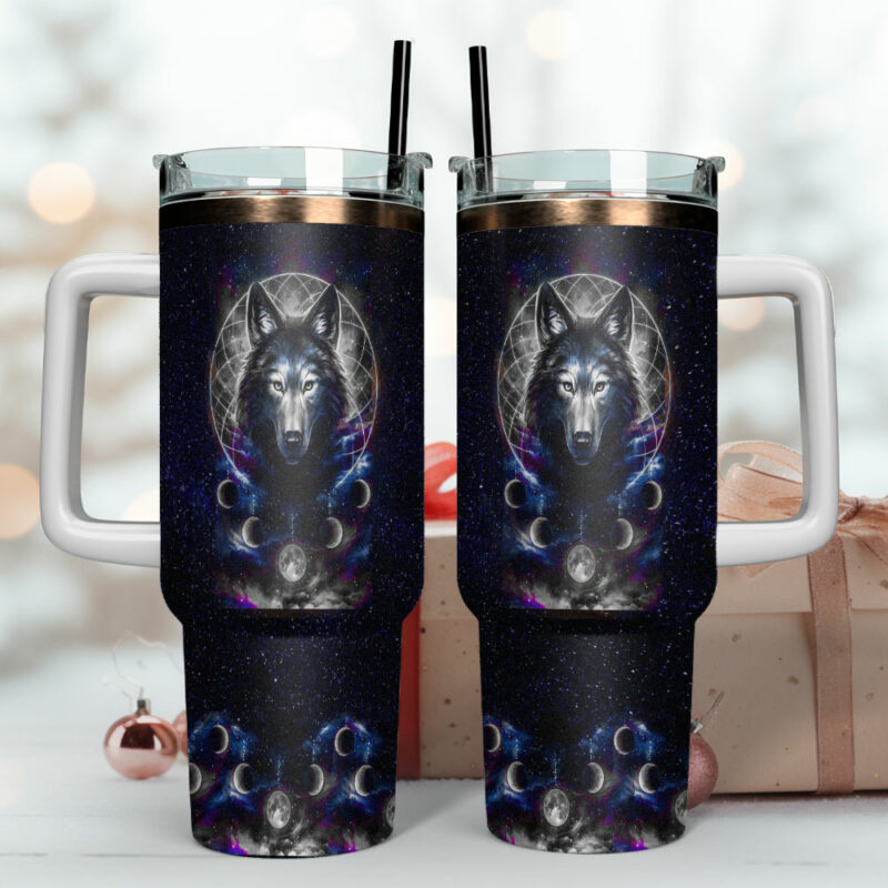 Wolfs Art Custom Stanley Quencher 40oz Stainless Steel Tumbler With Handle - Threewoofs - Image 4