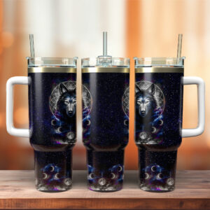 Wolfs Art Custom Stanley Quencher 40oz Stainless Steel Tumbler With Handle - Threewoofs