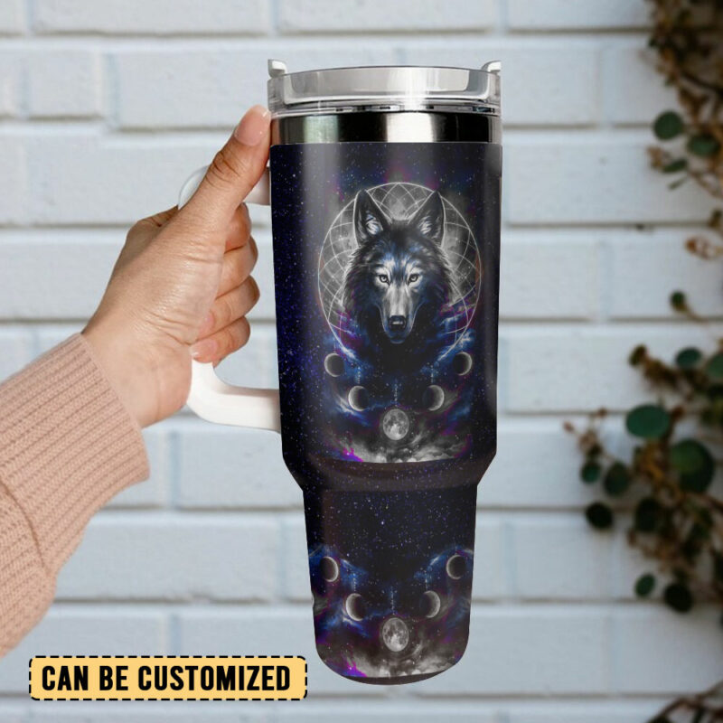 Wolfs Art Custom Stanley Quencher 40oz Stainless Steel Tumbler With Handle - Threewoofs - Image 3